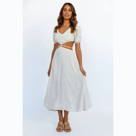 Damen Maxikleid mit kreativen Cut-Outs Shopnory