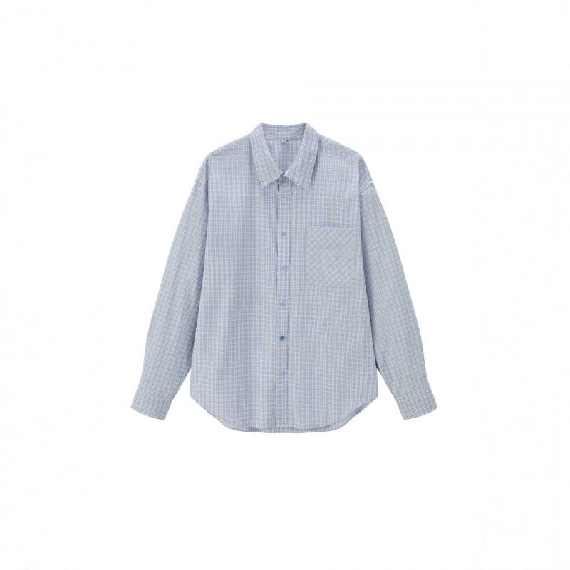 Unisex Weitgeschnittenes kariertes Overshirt mit aufgesetzter Brusttasche und abgerundetem Saum Shop Nory
