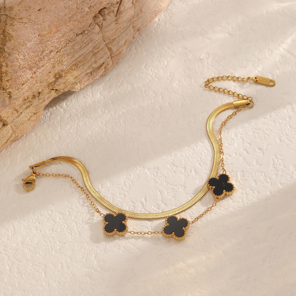 Damen Armband mit filigranem Blattdesign und Perlen Shop Nory