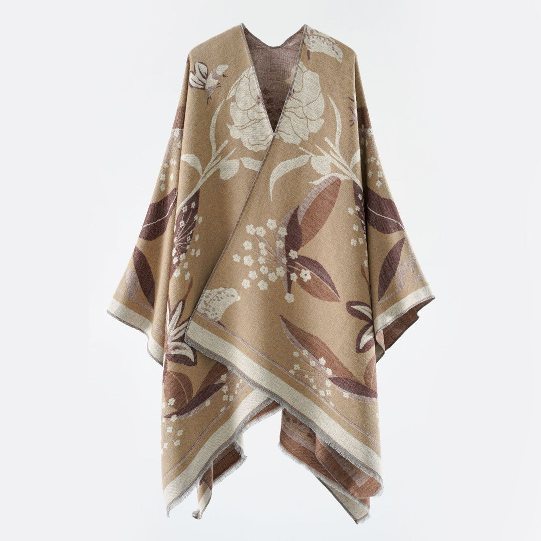 Damen Floraler Jacquard-Überwurf im kastigen Kimono-Fall mit feiner Fransenkante Shop Nory