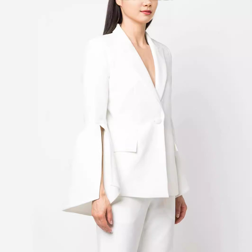 Damen Zweiteiliger Tailoring-Anzug mit tailliertem Einreiher und ausgestellten Ärmelabschlüssen Shop Nory