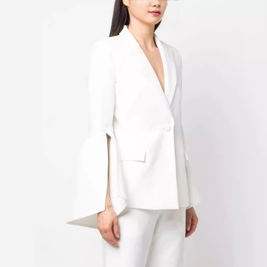 Damen Zweiteiliger Tailoring-Anzug mit tailliertem Einreiher und ausgestellten Ärmelabschlüssen Shop Nory