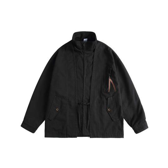 Unisex Oversized Canvas-Fieldjacke mit Tunnelzug, Funnelkragen und Utility‑Taschen Shop Nory