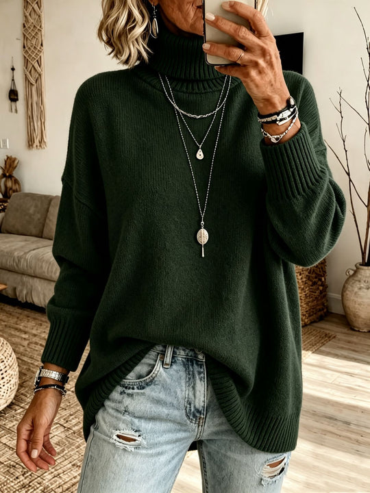 Damen Oversize Rollkragenpullover aus Feinstrick mit gerippten Bündchen und überschnittener Schulter Shop Nory