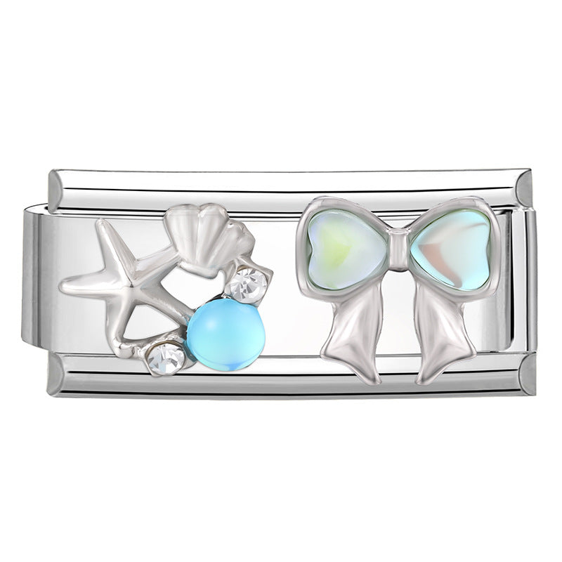 Modulare Charms-Anhänger mit Kristall-Schleife und Herzmotiven