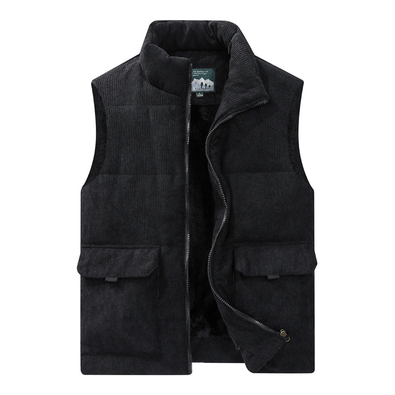 Herren Cord-Utility-Steppweste mit Teddyfutter, hohem Stehkragen und aufgesetzten Klappentaschen Shop Nory