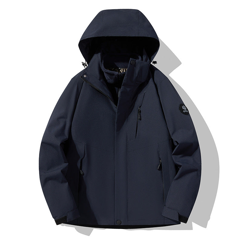 Herren dreilagige atmungsaktive Softshell-Trekkingjacke mit integriertem Fleecekragen und verstellbarer Kapuze Shop Nory
