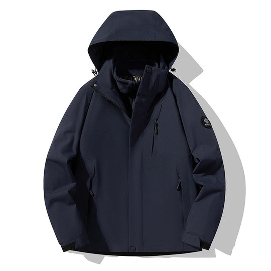 Herren dreilagige atmungsaktive Softshell-Trekkingjacke mit integriertem Fleecekragen und verstellbarer Kapuze Shop Nory