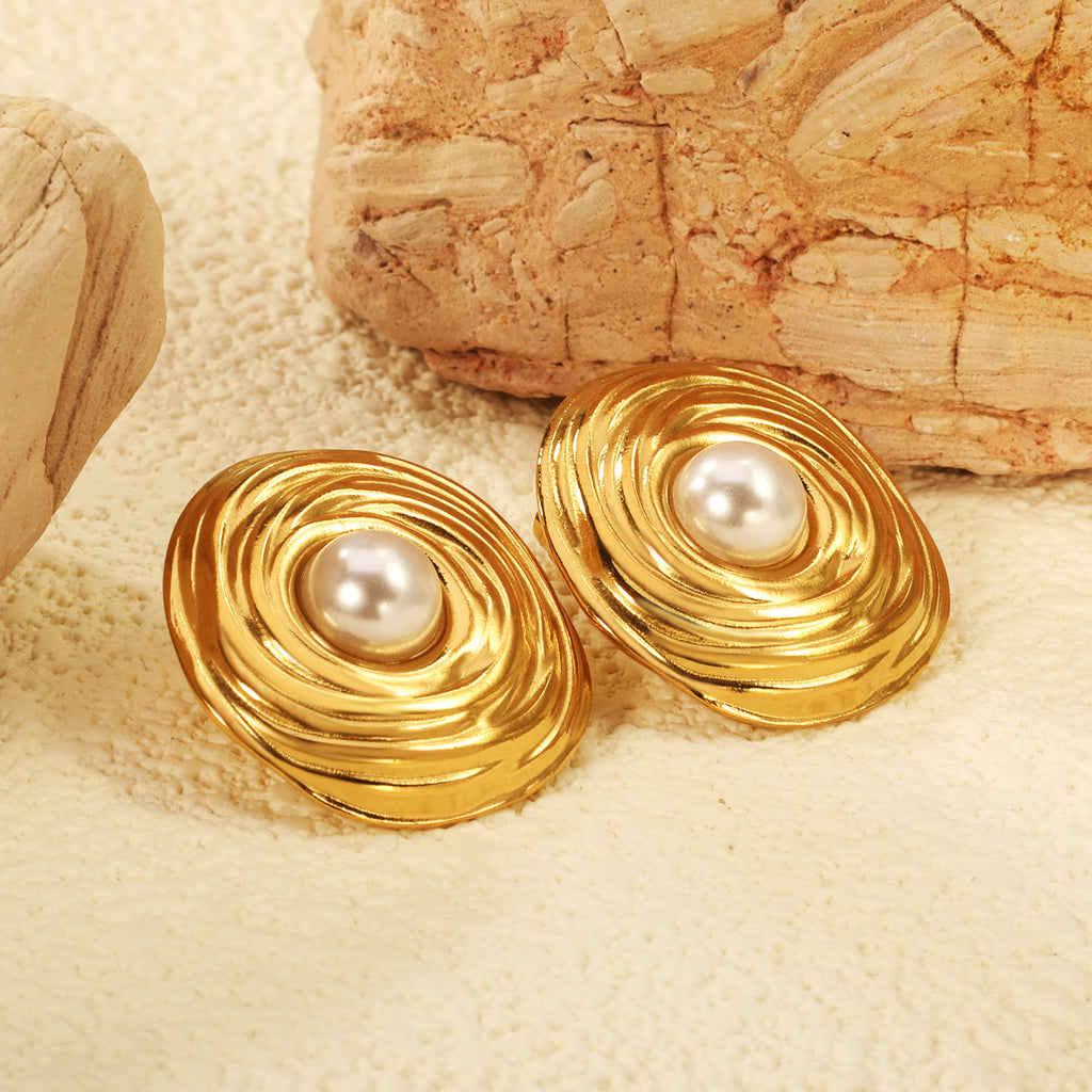 Damen Ohrstecker mit elegantem Muschel-Design und hochwertiger Perle Shop Nory