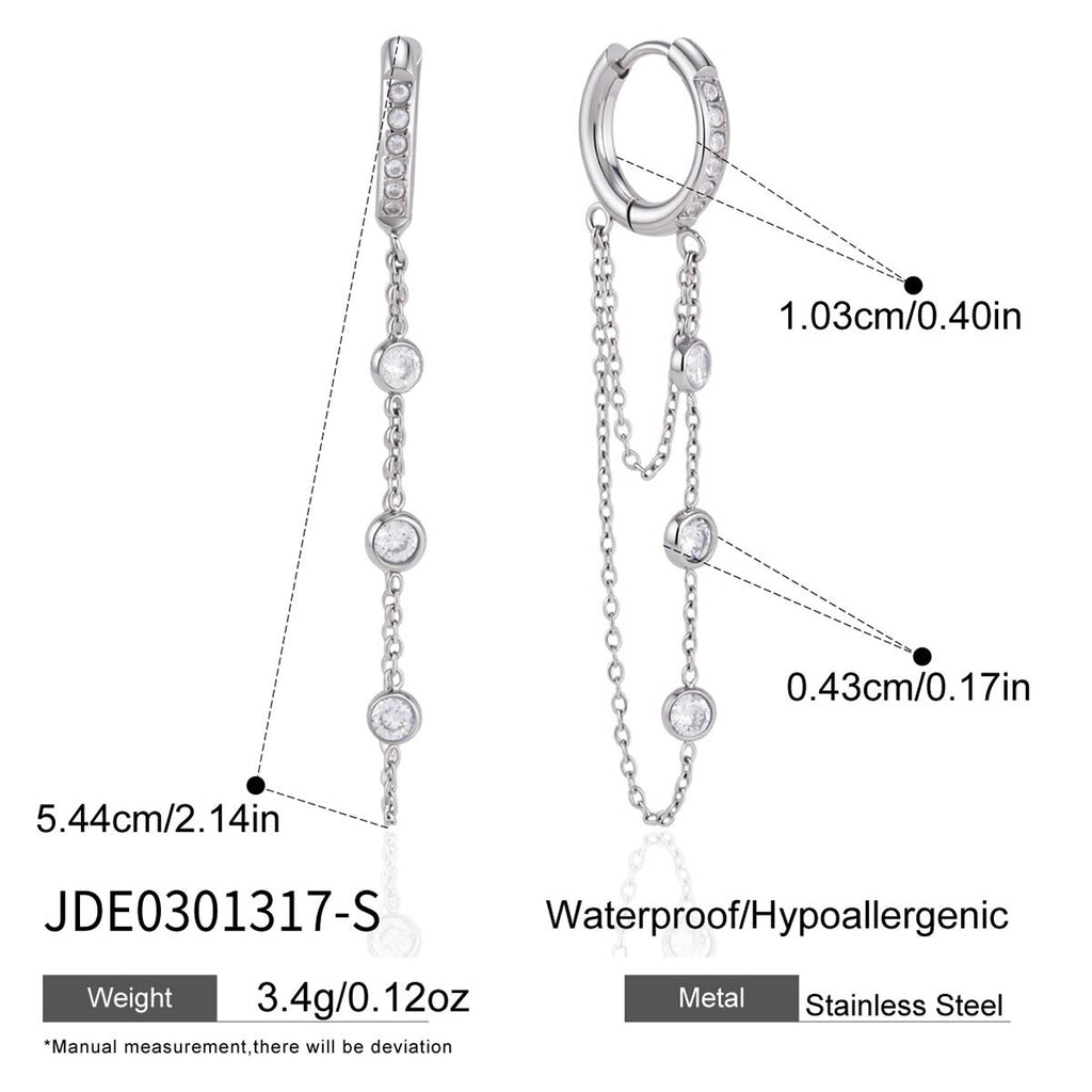 Damen Ohrhänger mit funkelnden Zirkonia-Anhängern und hypoallergenem Edelstahl Shop Nory