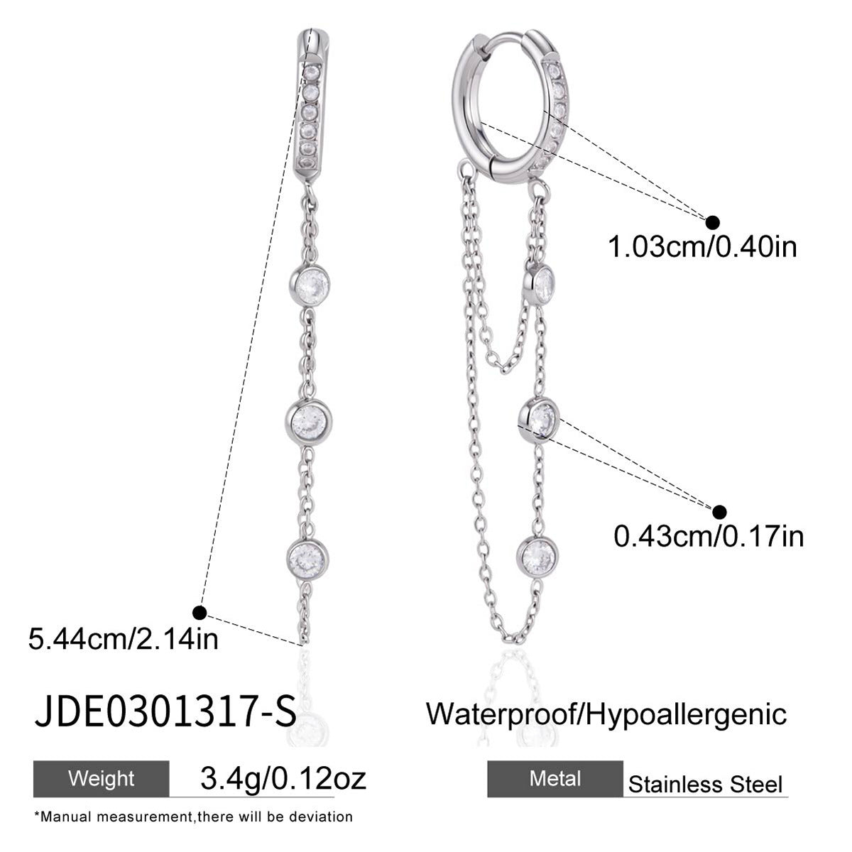 Damen Ohrhänger mit funkelnden Zirkonia-Anhängern und hypoallergenem Edelstahl Shop Nory