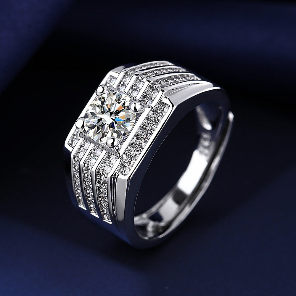 Herren Zierlicher Ring mit quadratischem Kristalldesign Shop Nory