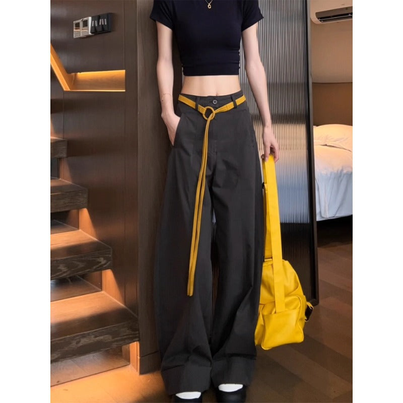 Damen Weite Baumwollhose mit Statement-Gürtel Shop Nory