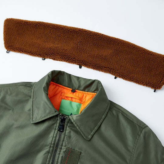 Herren Flieger-Bomberjacke mit Teddykragen, wasserabweisender Nylon-Shell und Ärmel-Utilitytasche Shop Nory