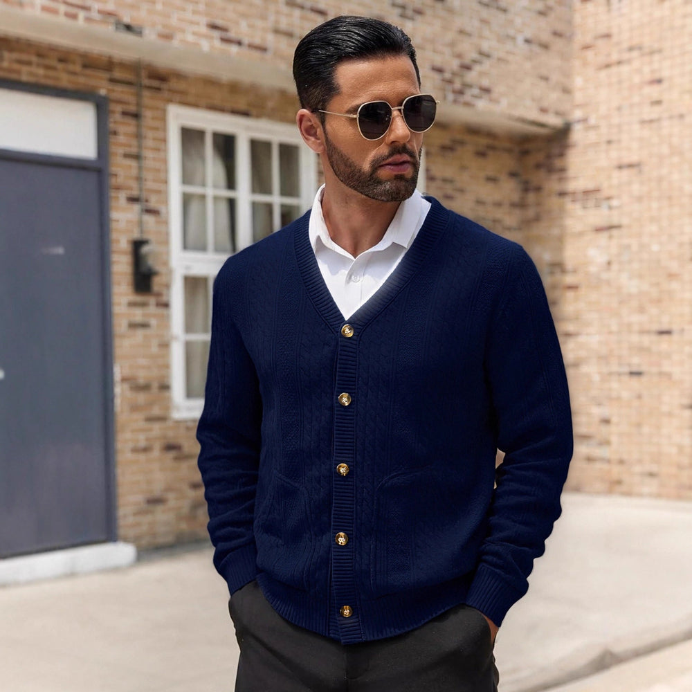Herren Modischer Strickcardigan mit praktischen Taschen und einzigartiger Textur