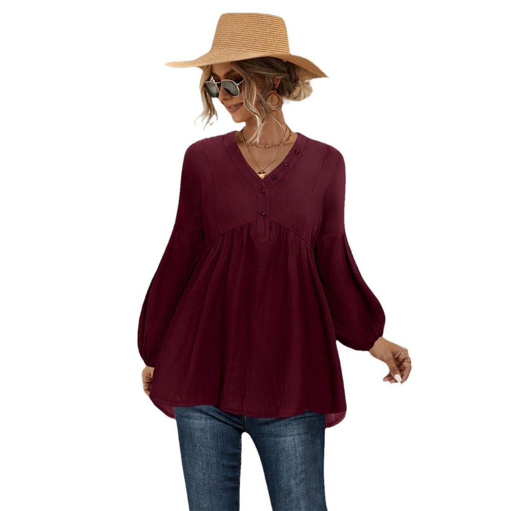 Damen Blusenshirt mit Knopfdetails und lockerer Passform