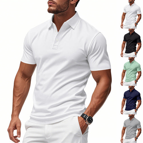 Herren nan pflegeleichtes Kurzarm-Polo aus Baumwollmischung mit Piqué-Struktur und drei Knöpfen Shopnory