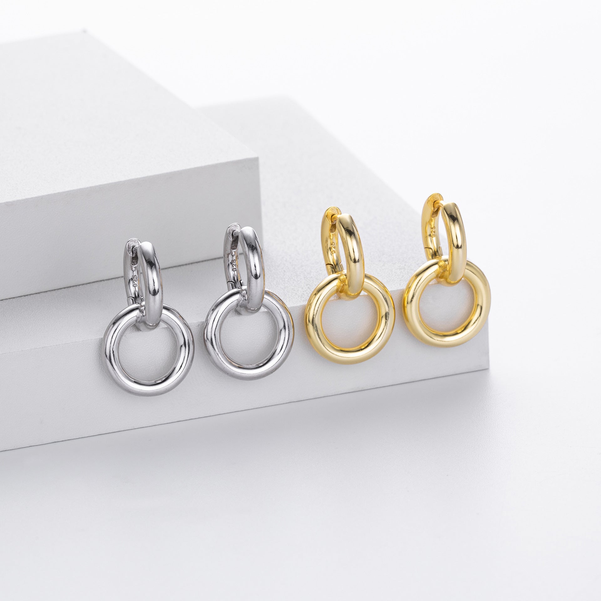Damen Creolen mit doppeltem Ringdesign aus hochwertigem 925 Sterling Silber Shop Nory