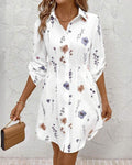 Damen Hemdblusenkleid mit floralen Akzenten und komfortablem Schnitt