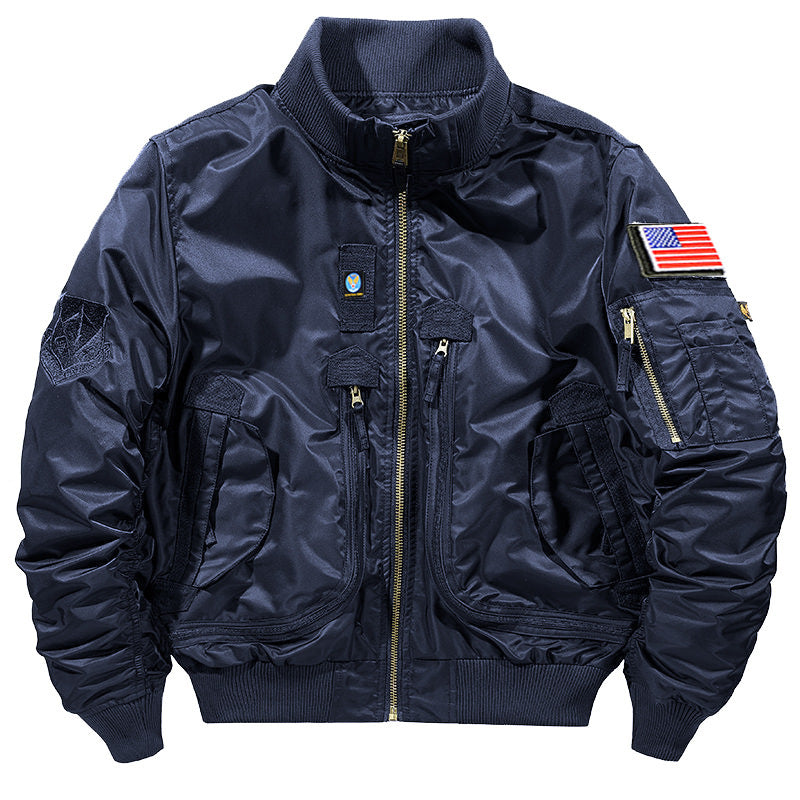 Herren Militärinspirierte Bomberjacke mit Mehrfachtaschen, Ärmel-Organizer und Rippenbündchen Shop Nory