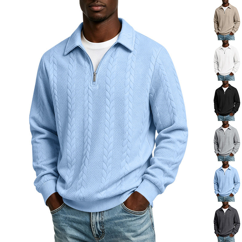 Herren Troyer-Strickpullover mit halbem Reißverschluss und Zopfmuster Shop Nory