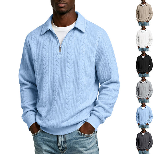 Herren Troyer-Strickpullover mit halbem Reißverschluss und Zopfmuster Shop Nory