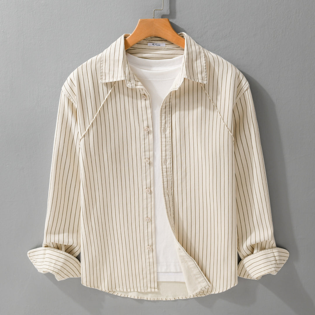 Herren Leichtes Streifen‑Overshirt mit Kentkragen und Raglanärmeln Shop Nory