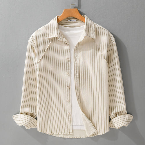 Herren Leichtes Streifen‑Overshirt mit Kentkragen und Raglanärmeln Shop Nory
