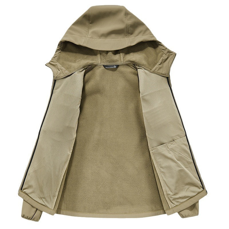 Herren Thermo-Softshelljacke mit Sherpa‑Futter, Kapuze und verdeckten Reißverschlusstaschen Shop Nory