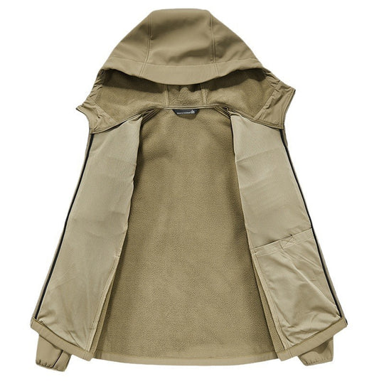Herren Thermo-Softshelljacke mit Sherpa‑Futter, Kapuze und verdeckten Reißverschlusstaschen Shop Nory