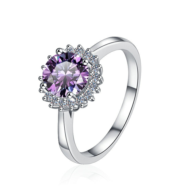 Damenring mit elegantem facettiertem Hauptstein und funkelndem Zirkonia-Besatz Shop Nory