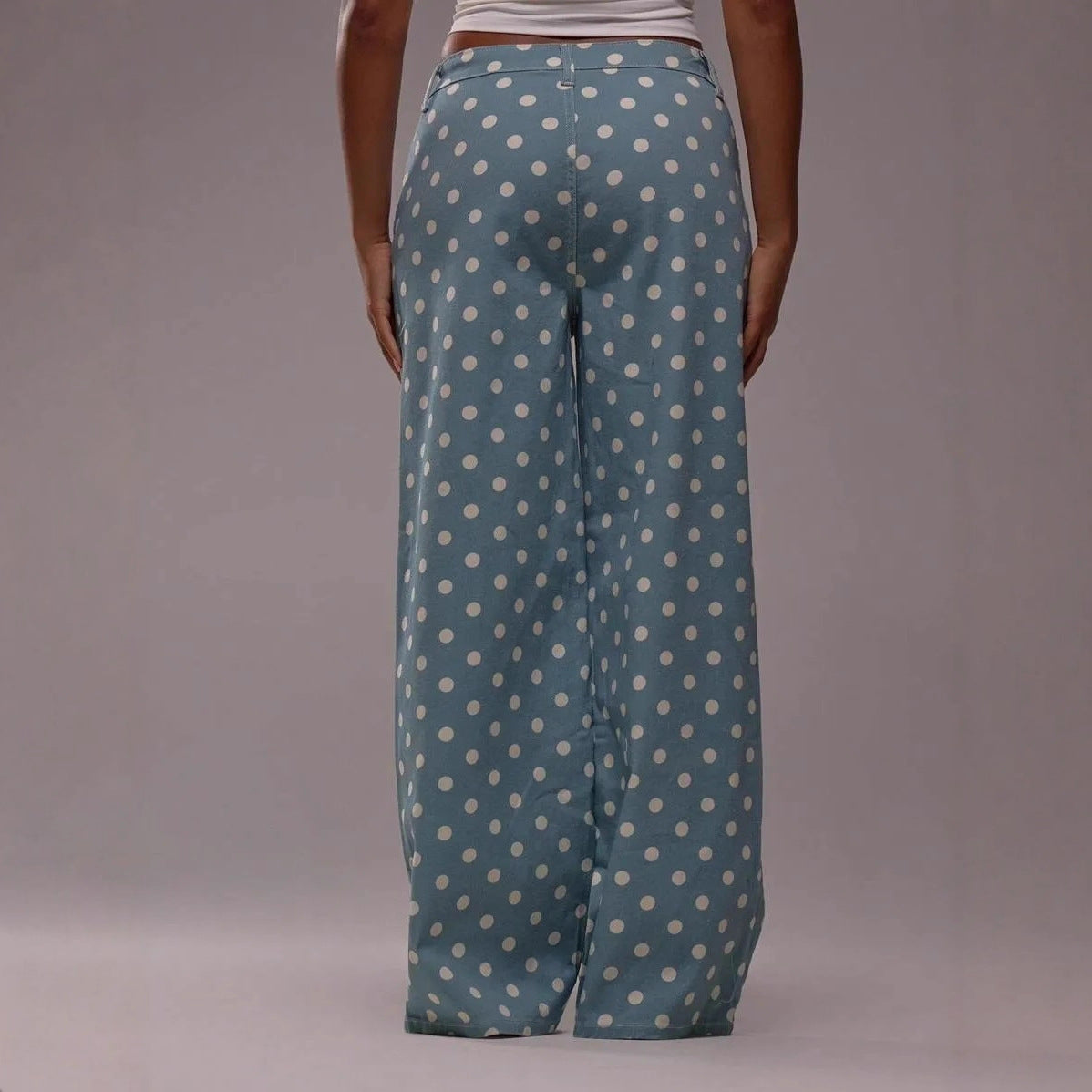 Damen Weite Stoffhose mit Polka-Dot Muster