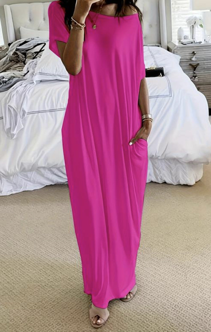 Damen lässiges Maxi-Überkleid mit weitem Schnitt und praktischen Taschen