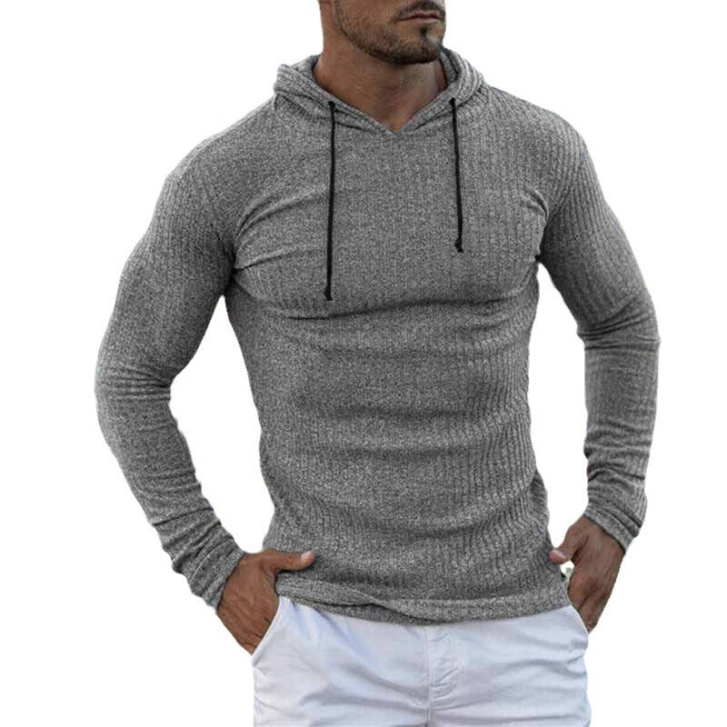 Herren Enganliegender Gerippter Kapuzenpullover aus Feinstrick Shop Nory