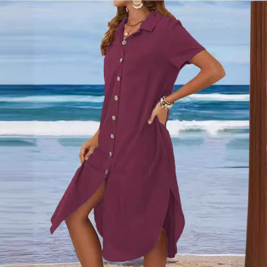 Damen Hemdkleid mit Knopfleiste und Seitenschlitzen Shop Nory