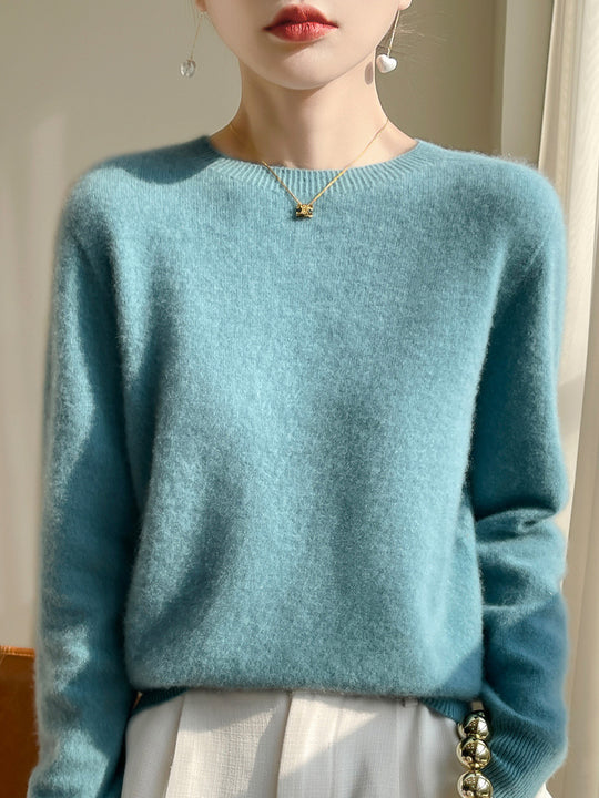 Damen Luxuriöser Kuschelstrick-Pullover mit Rundhals und Mohair-Optik Shop Nory