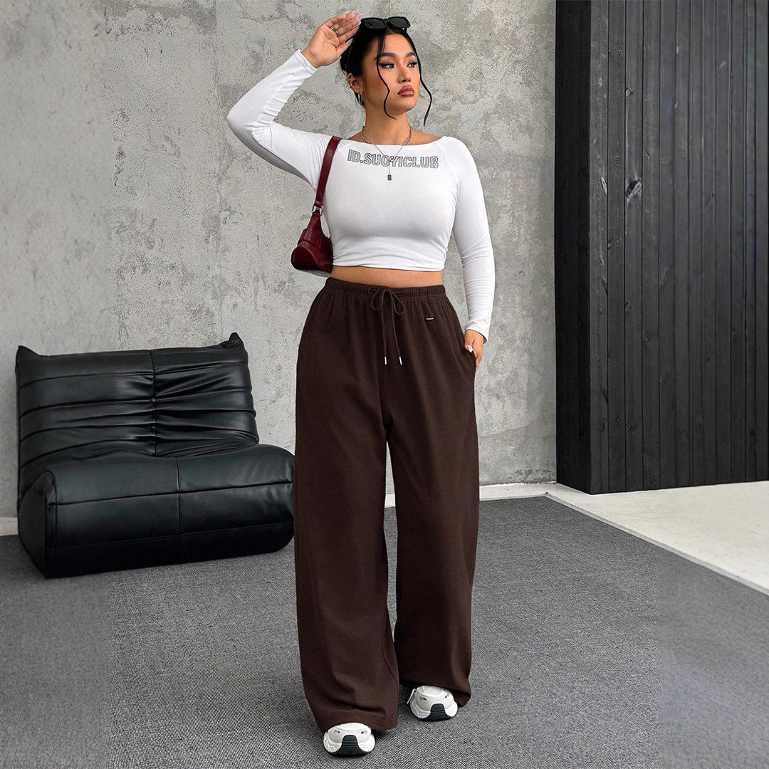 Damen High-Waist weite Beinform Jogginghose Shop Nory