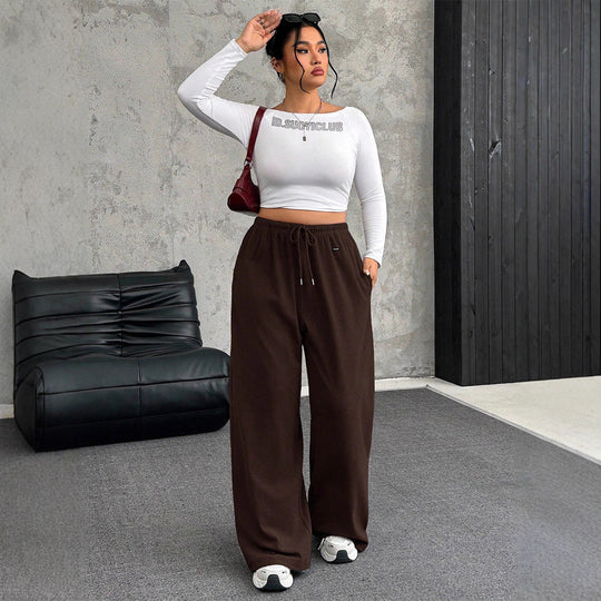 Damen High-Waist weite Beinform Jogginghose Shop Nory