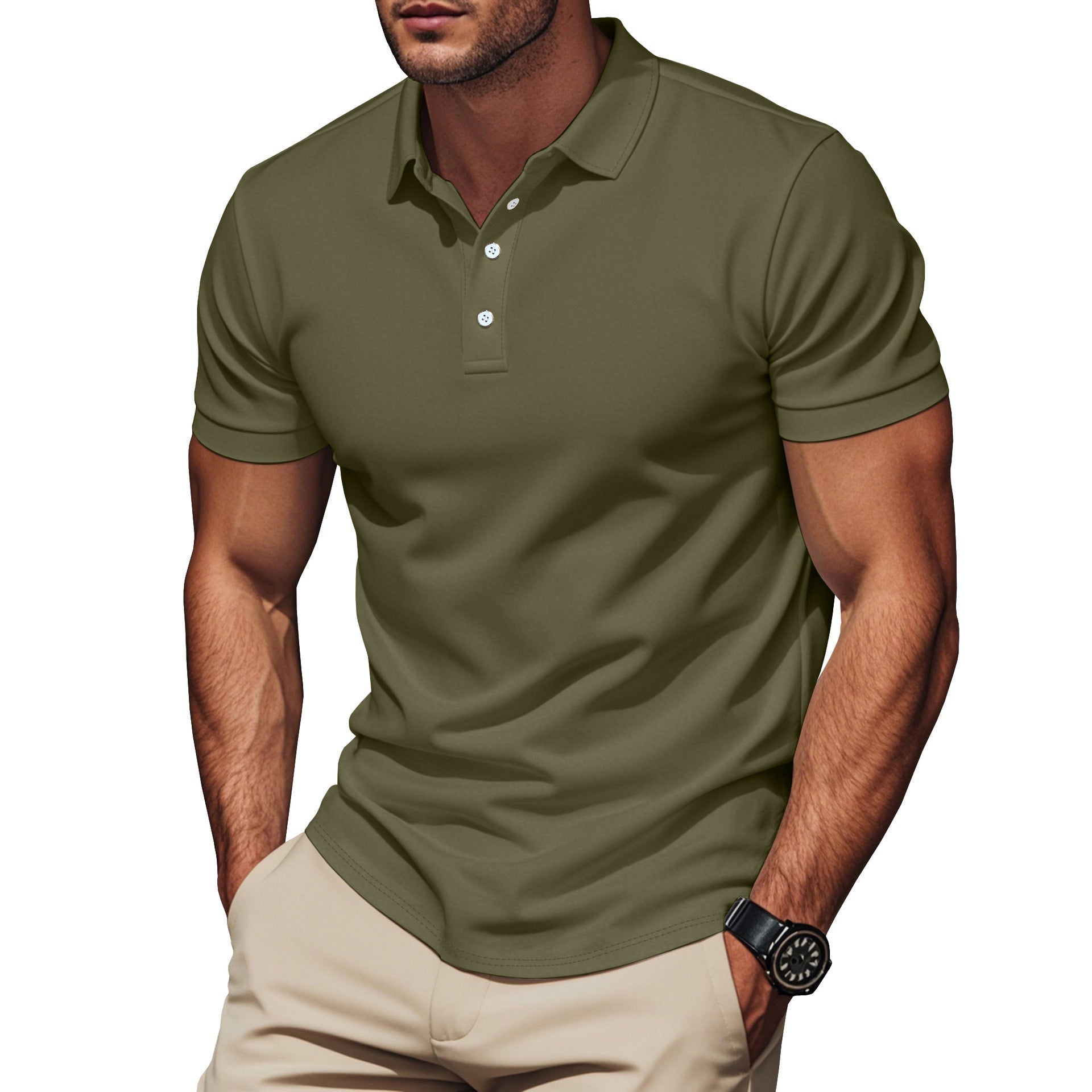 Herren nan Pima-Baumwoll-Polo mit Kentkragen, schmaler Silhouette und verstärkter Knopfleiste Shopnory