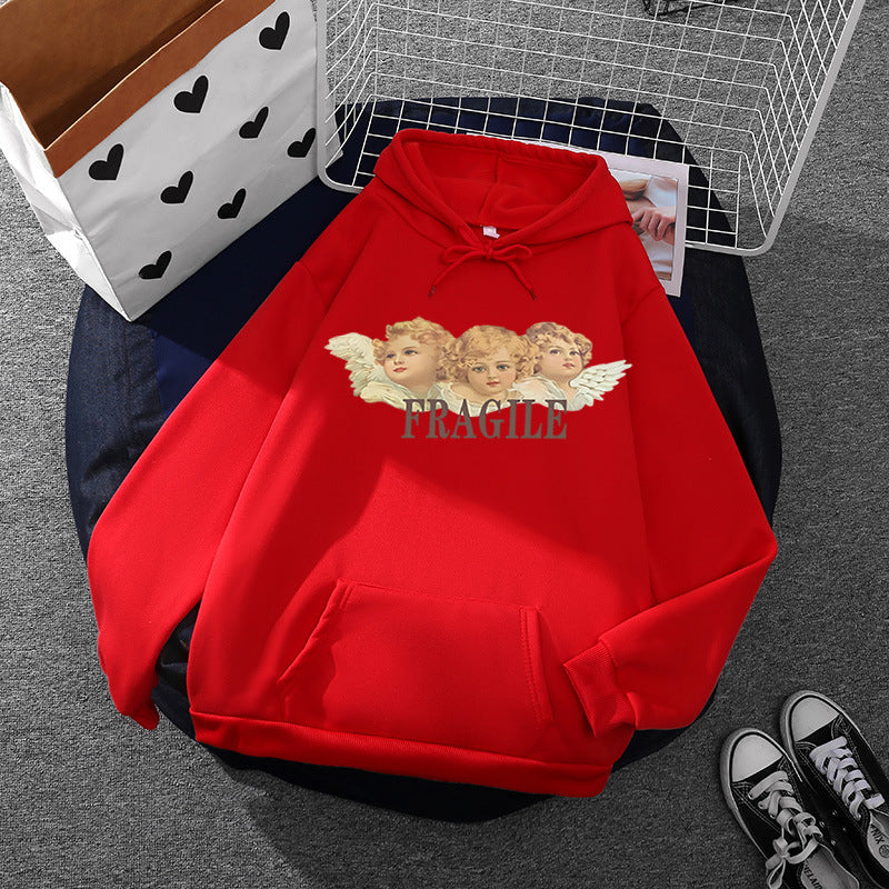 Damen nan leichter Oversize Kapuzenpullover mit Herz‑EKG‑Motiv, langen Kordeln und elastischem Bund Shop Nory