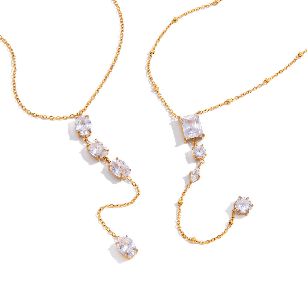 Damen Kette mit funkelnden Zirkonia-Elementen Shop Nory