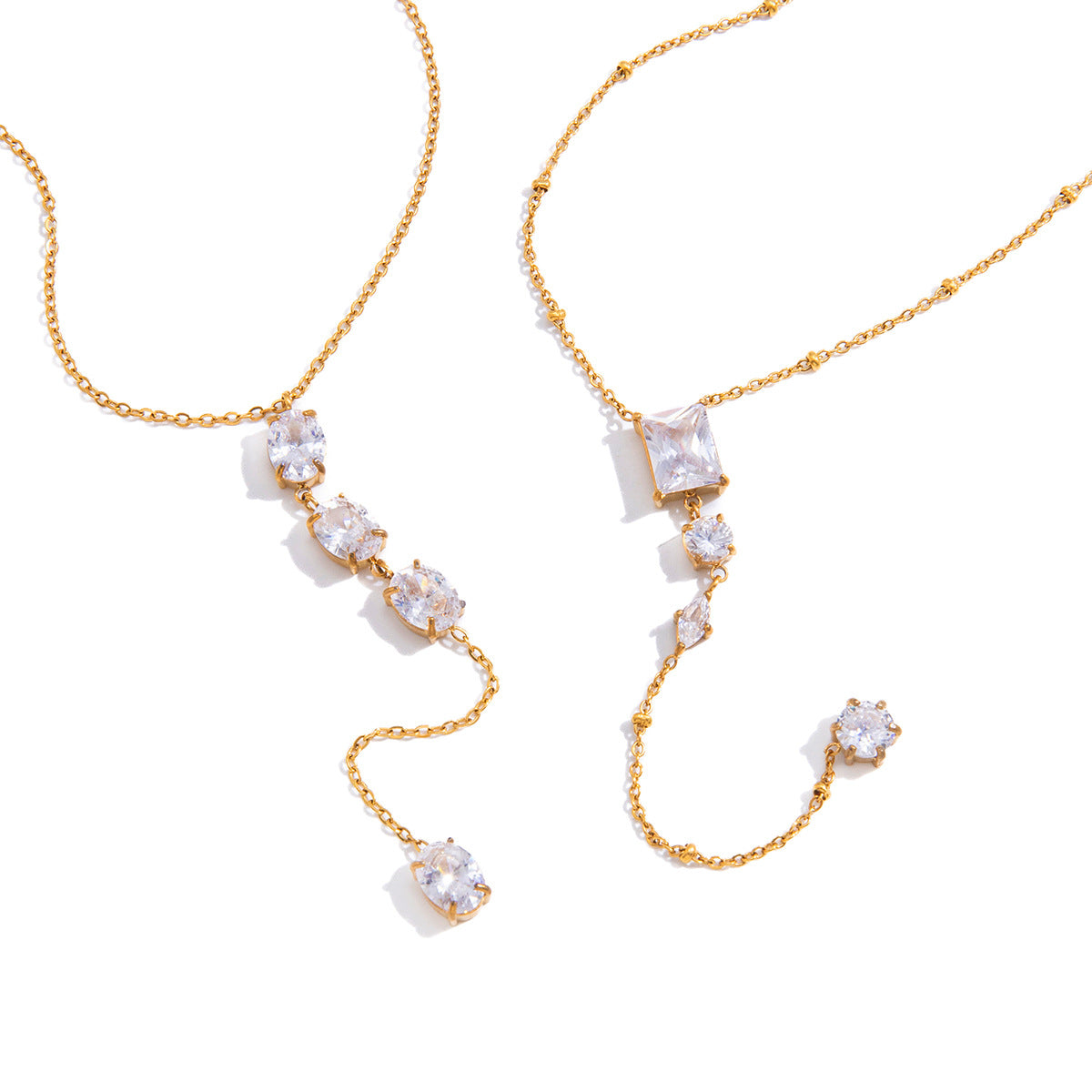 Damen Kette mit funkelnden Zirkonia-Elementen Shop Nory