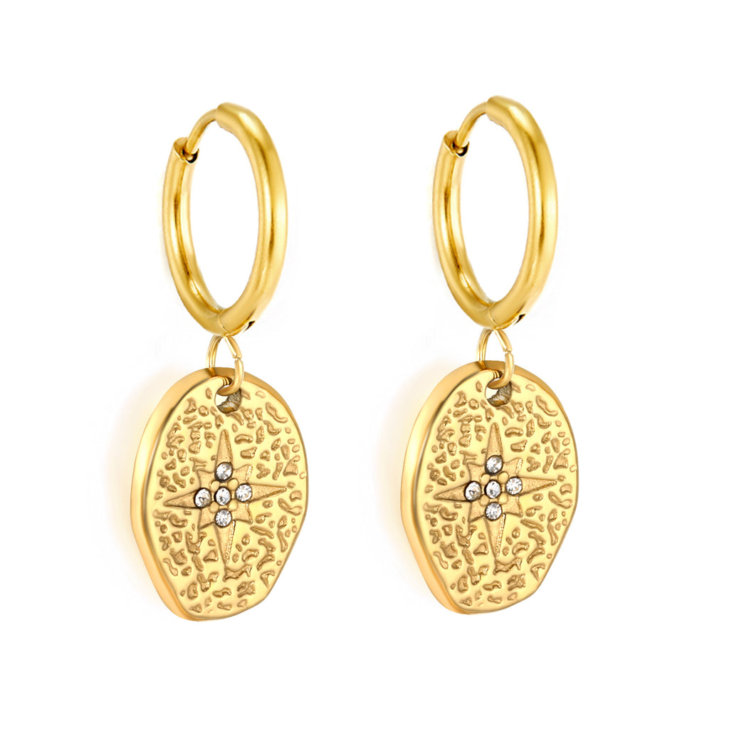 Damen Hängende Ohrringe mit kunstvollem Sternenmuster und goldplattierter Oberfläche Shop Nory