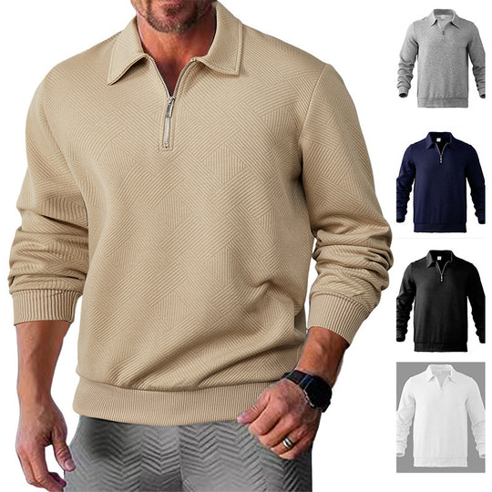 Herren Feinstruktur-Halbzip-Pullover im Poloshirt-Stil Shop Nory