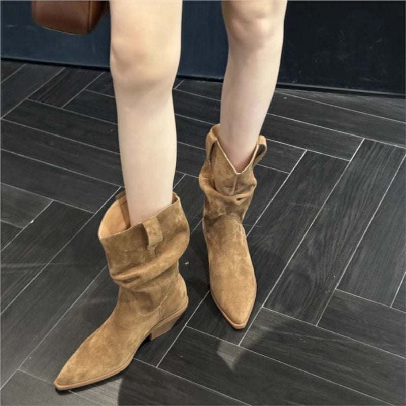 Damen Slouch-Cowboystiefel mit spitzer Zehenpartie und sculpted Kitten-Absatz Shop Nory