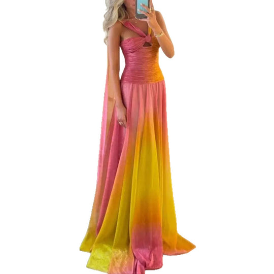 Damen Maxikleid mit fließendem Rock und eleganten Trägern
