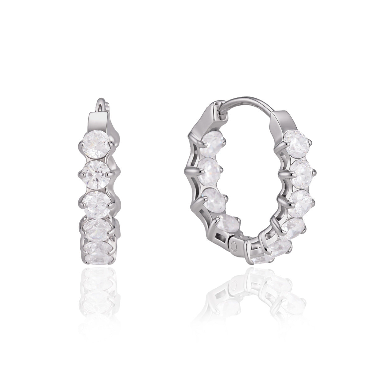 Damen Creolen mit funkelnden Zirkonia und hypoallergenem Edelstahl Shop Nory