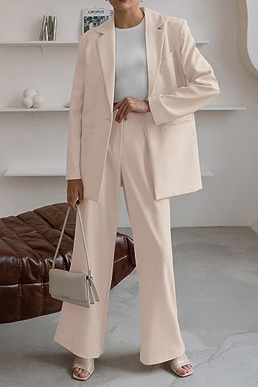 Damen nan Longblazer-Set mit kastiger Oversize-Silhouette, strukturierter Schulterpartie und hochtaillierter Palazzo-Hose Shop Nory