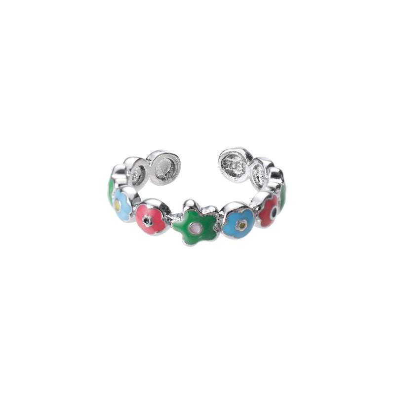 Damen Blumenschmuckring mit farbenfrohen Akzenten Shop Nory