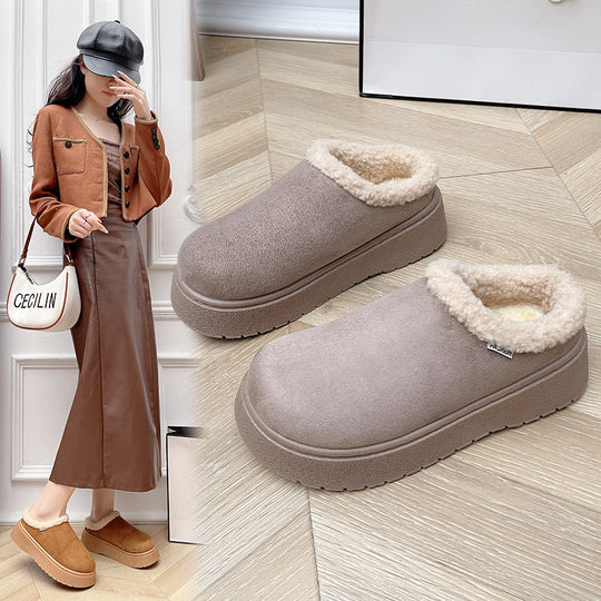 Damen Kuschelige Slipper‑Pantoffeln mit hohem Plateau und Teddyinnenfutter Shop Nory
